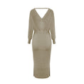 Load image into Gallery viewer, Kyra Midi Sweater Dress Khaki back
