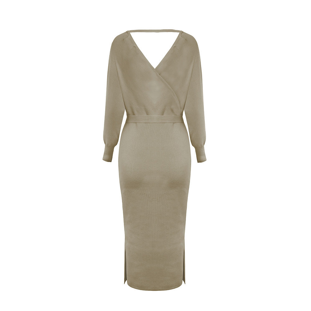 Kyra Midi Sweater Dress Khaki back