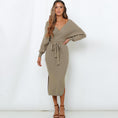 Load image into Gallery viewer, Kyra Midi Sweater Dress Khaki front
