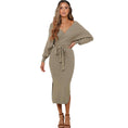 Load image into Gallery viewer, Kyra Midi Sweater Dress Khaki styled
