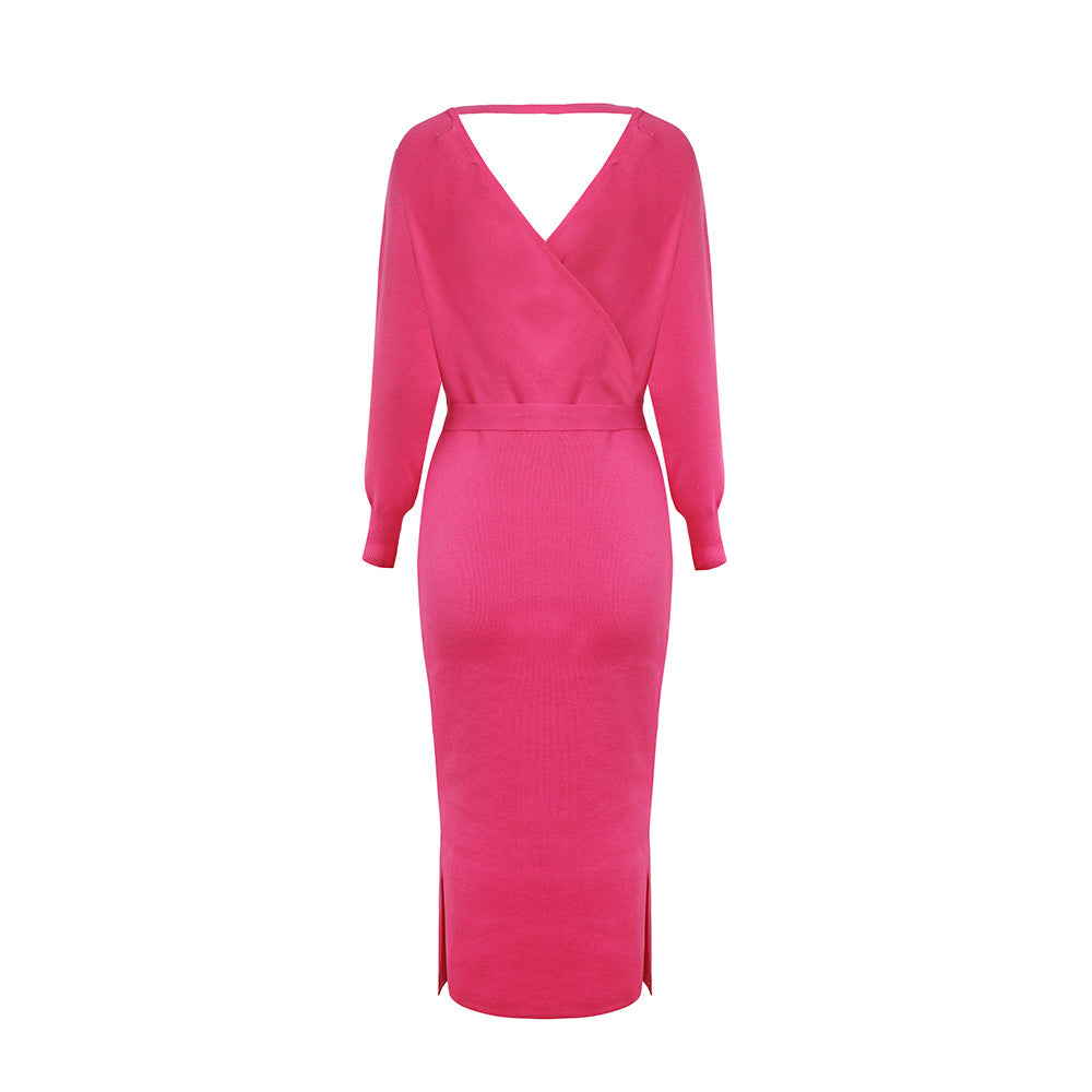 Kyra Midi Sweater Dress Pink backs