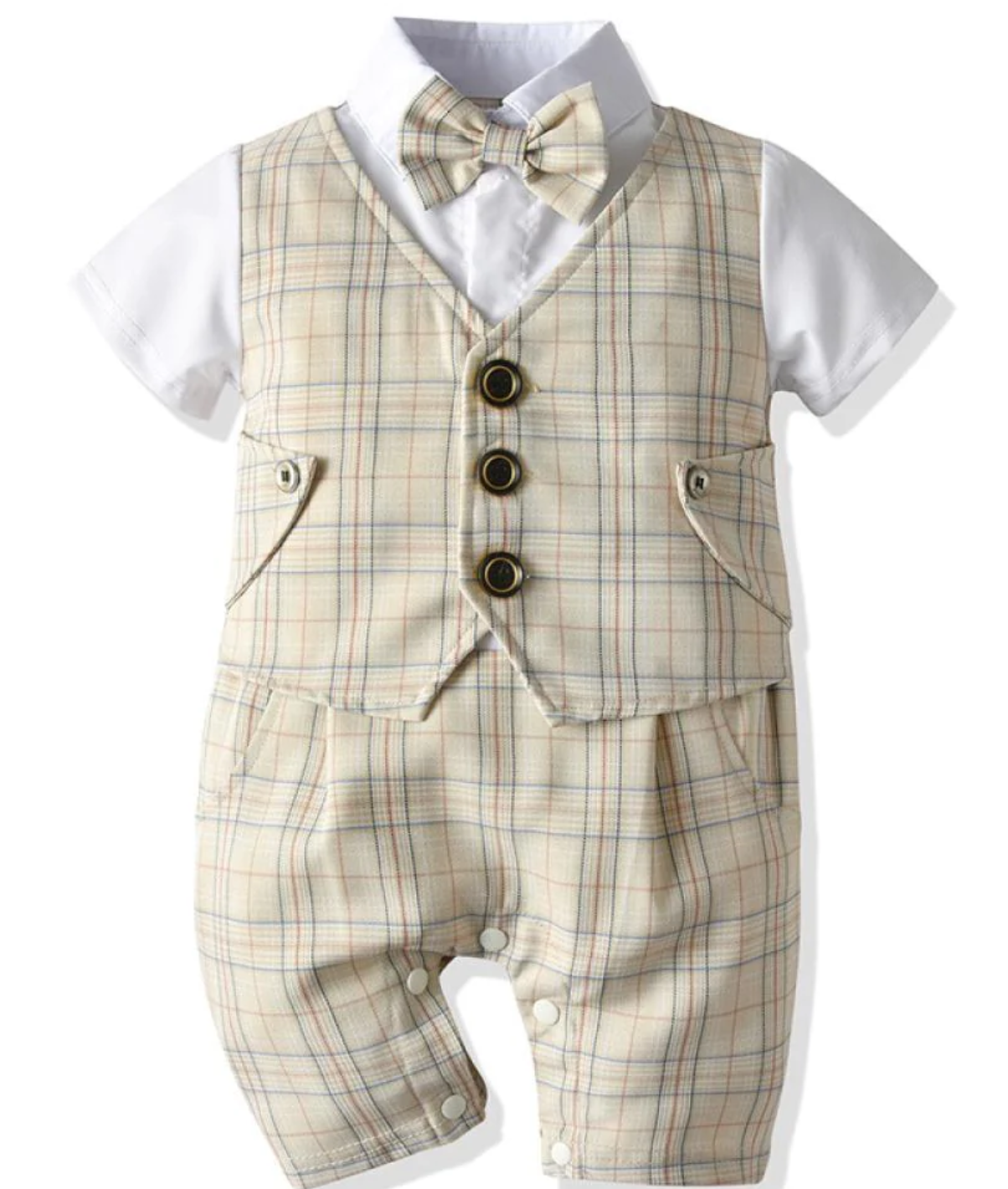 Lincoln Plaid Waistcoat Romper