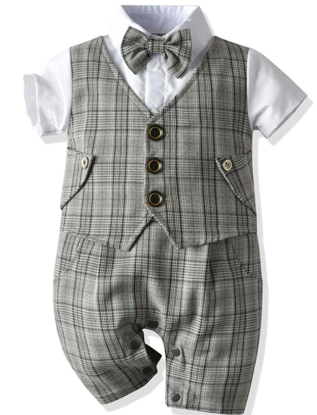 Lincoln Plaid Waistcoat Romper