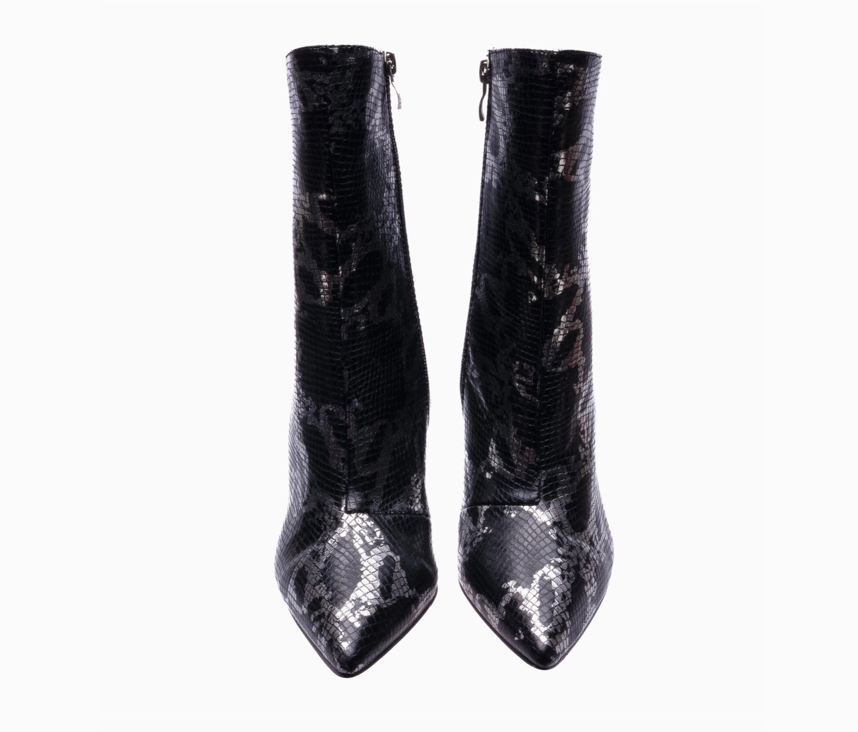 Liza Patent Leather Edgy Blade Shape Metal Heel Boots