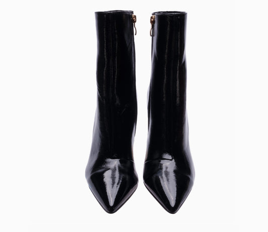 Liza Patent Leather Edgy Blade Shape Metal Heel Boots