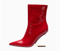 Load image into Gallery viewer, Liza Patent Leather Edgy Blade Shape Metal Heel Boots
