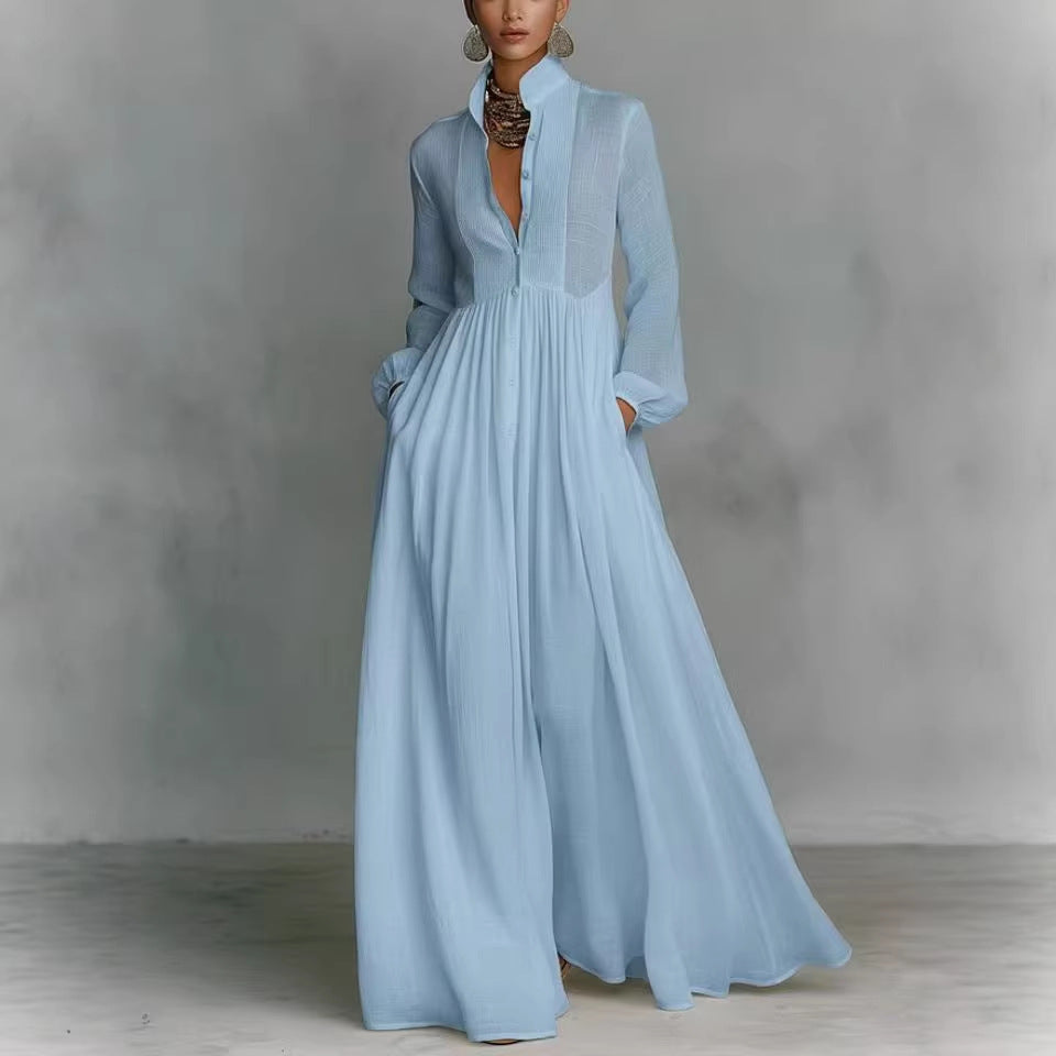 Lumière Solenne Airy Maxi Dress – Lightweight Long Sleeve Flowy Spring & Summer Dress for Women