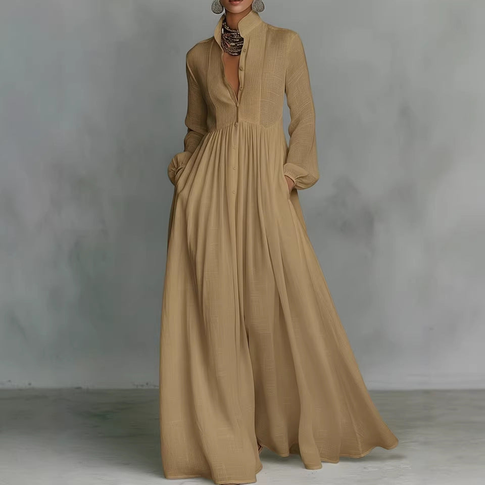 Lumière Solenne Airy Maxi Dress – Lightweight Long Sleeve Flowy Spring & Summer Dress for Women