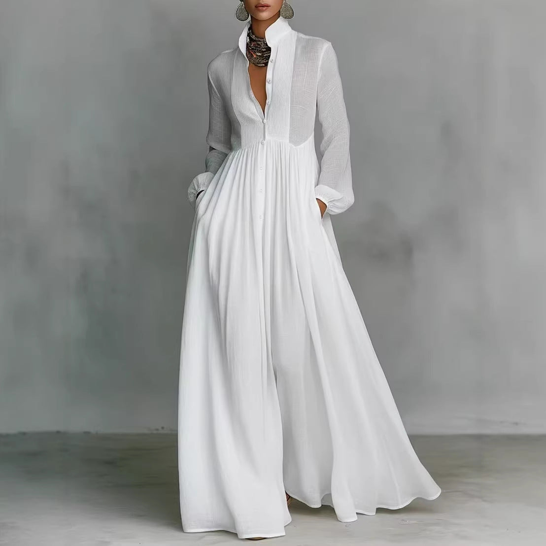Lumière Solenne Airy Maxi Dress – Lightweight Long Sleeve Flowy Spring & Summer Dress for Women