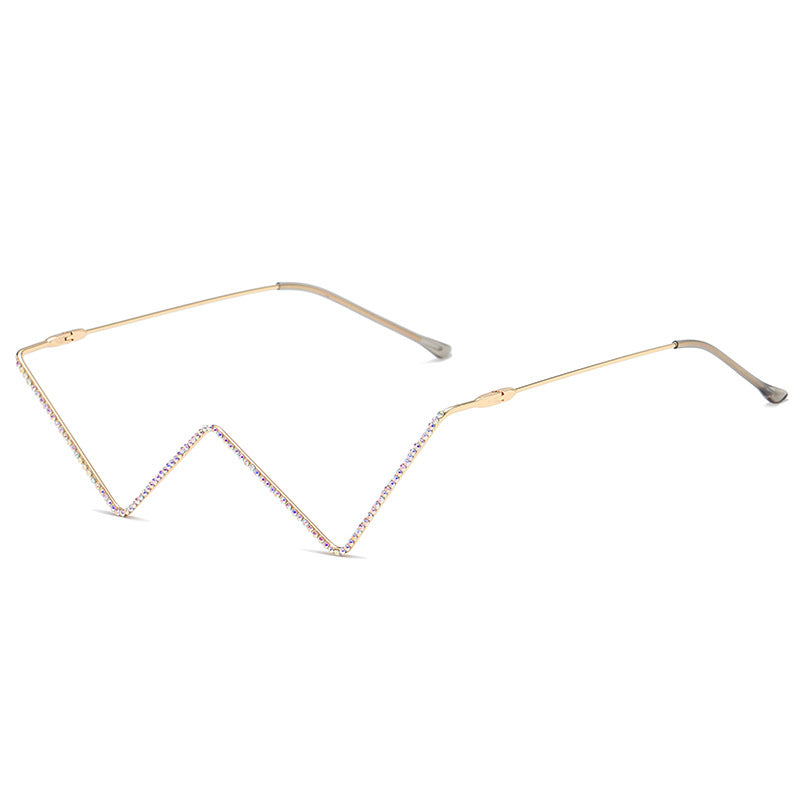 modern angular glasses women gold diamond frame stylish statement eyewear