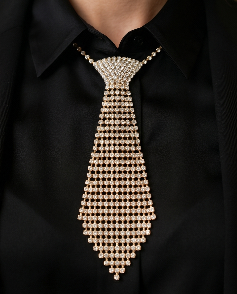 Lumière Dynasty Crystal Necktie – Luxury Rhinestone Statement Necklace