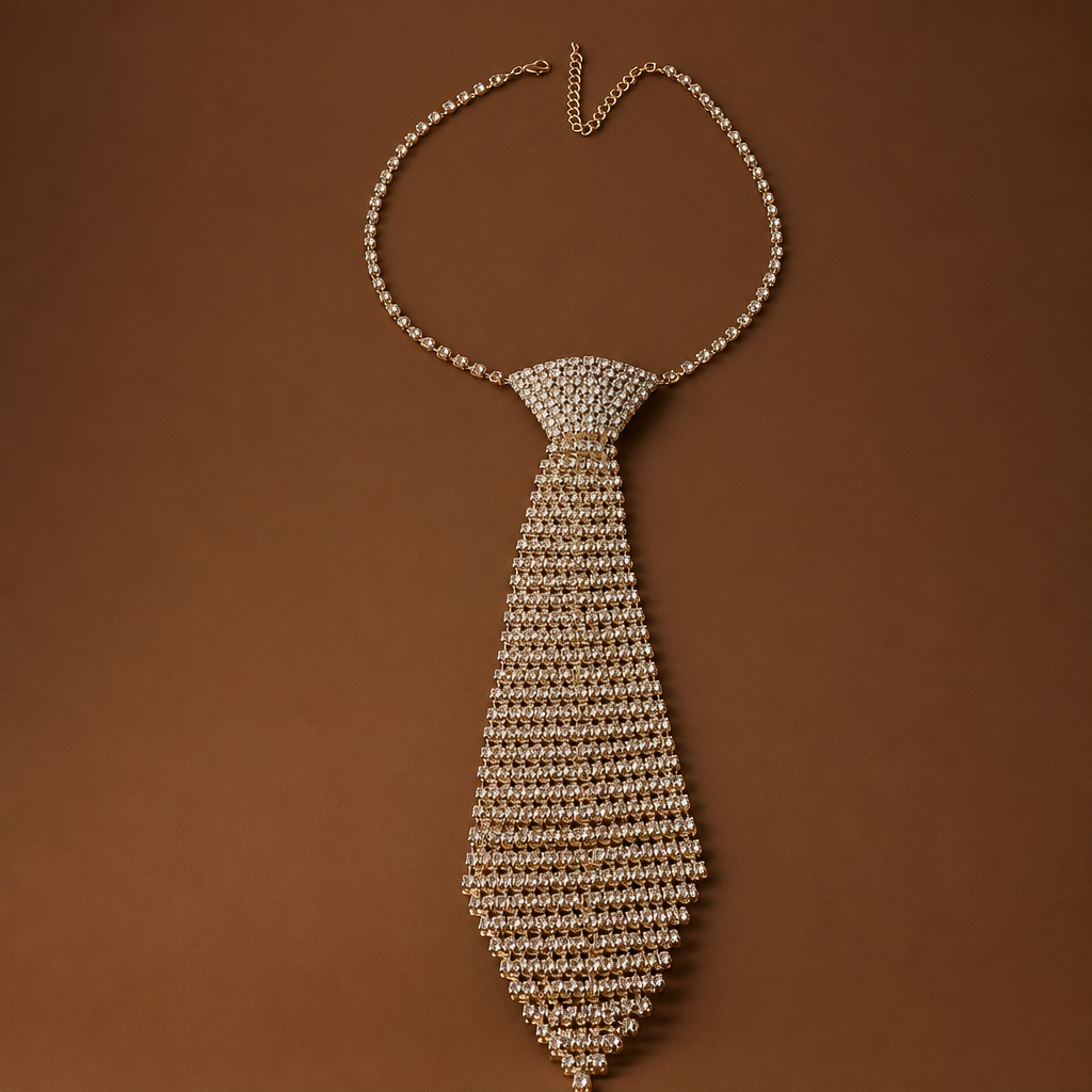 Lumière Dynasty Crystal Necktie – Luxury Rhinestone Statement Necklace