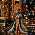 Load image into Gallery viewer, Luxury emerald champagne crystal handbag with round silhouette, sparkling rhinestone exterior and statement evening bag design.
