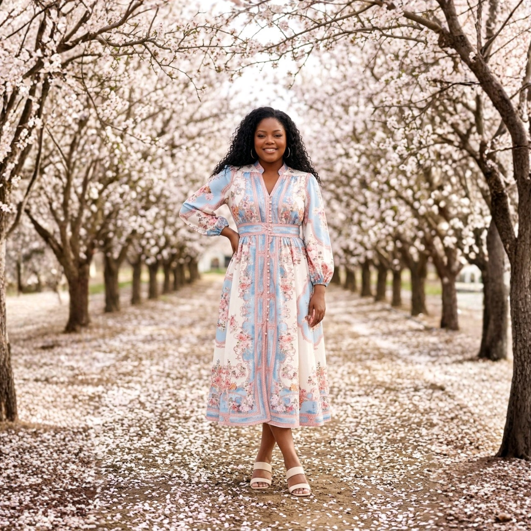 modest elegant midi dress with collar and soft fabric