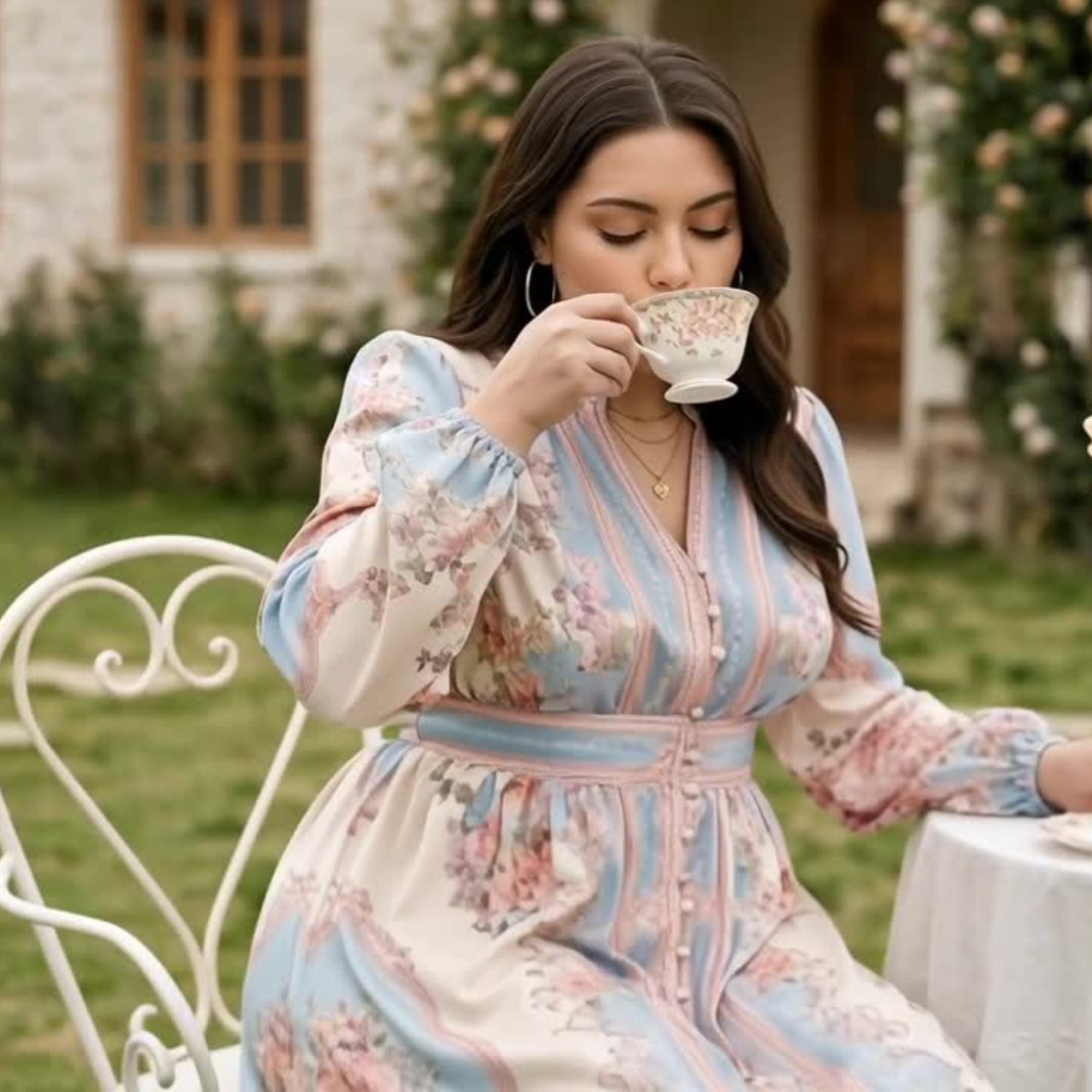 pastel floral flowy midi dress women spring summer outfit