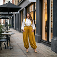 Load image into Gallery viewer, stylish summer jumpsuit women luxury travel outfit gold tone
