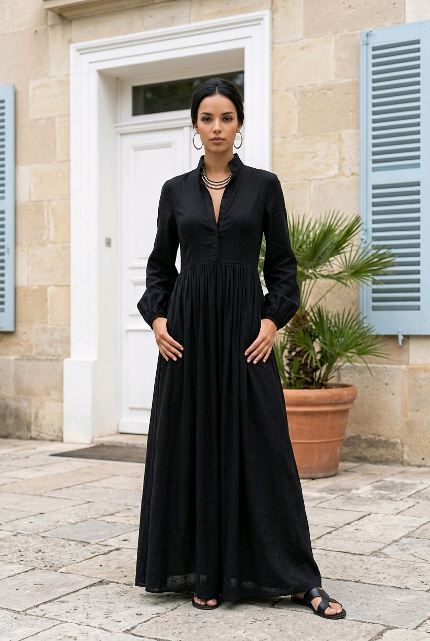 Lumière Solenne Airy Maxi Dress – Lightweight Long Sleeve Flowy Spring & Summer Dress for Women