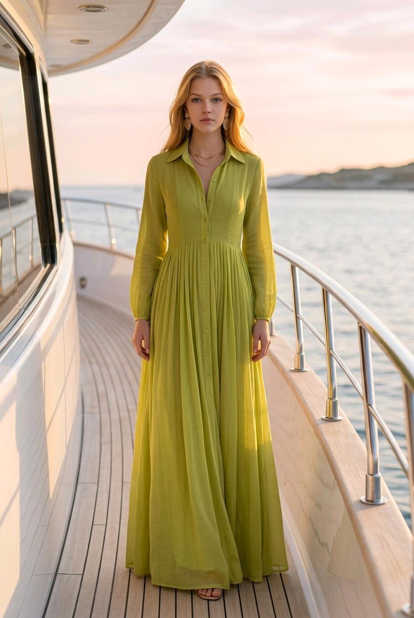 Lumière Solenne Airy Maxi Dress – Lightweight Long Sleeve Flowy Spring & Summer Dress for Women