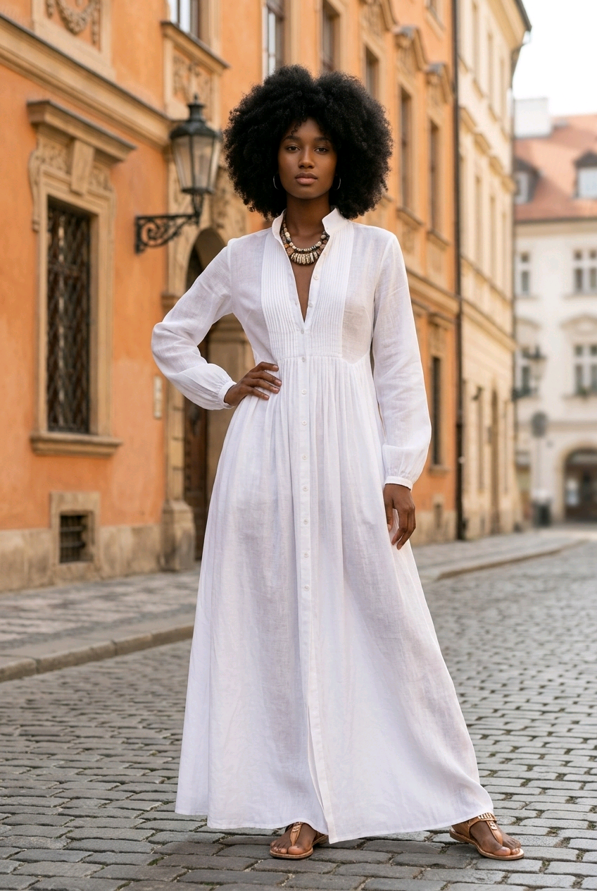 Lumière Solenne Airy Maxi Dress – Lightweight Long Sleeve Flowy Spring & Summer Dress for Women