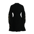 Load image into Gallery viewer, Luvira Puff Sleeves Embroidered Velvet Tied Waist V-Neck Mini Dress
