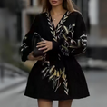 Load image into Gallery viewer, Luvira Puff Sleeves Embroidered Velvet Tied Waist V-Neck Mini Dress
