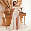 Load image into Gallery viewer, Lyrielle Draped Off the Shoulder Bridal Gown with Overskirt
