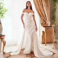 Load image into Gallery viewer, Lyrielle Draped Off the Shoulder Bridal Gown with Overskirt
