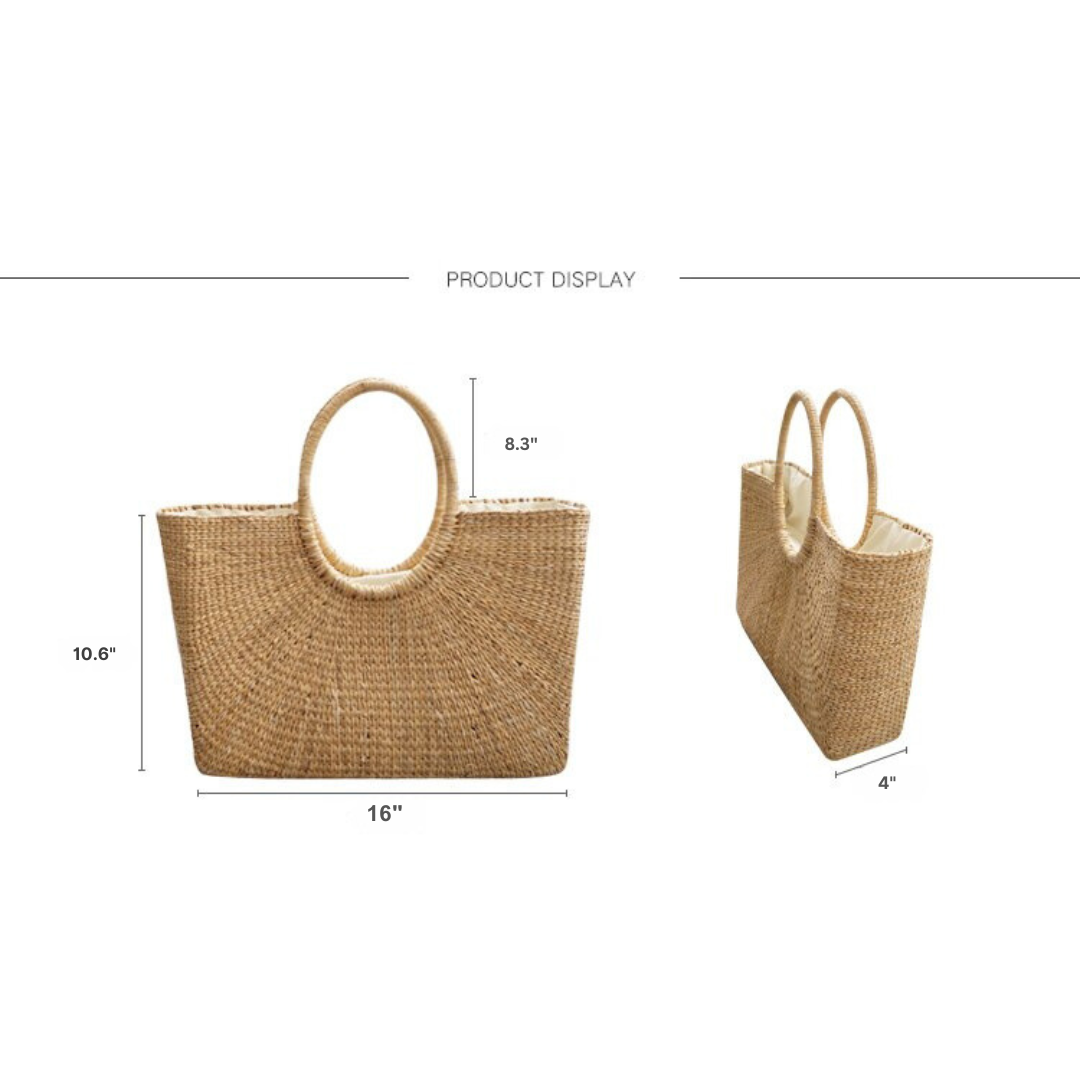 Woven Straw Summer Beach Tote Bag