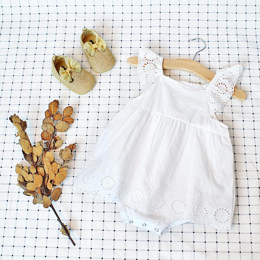 Charlotte Baby Embroidered Eyelet Cotton Romper Dress