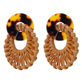 Load image into Gallery viewer, Tara Women's Open Flower Multi-layer Wooden Rattan Earrings
