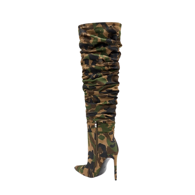 Nelly Camouflage Stiletto Knee High Boots