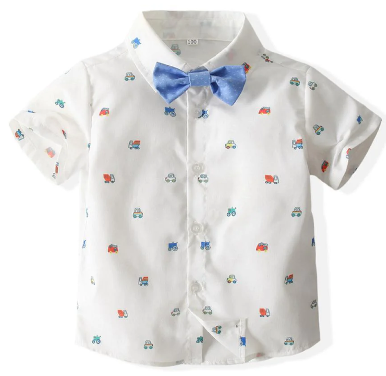 1 Adorable Button-Down Shirt, 1 Pair of Playful Shorts, 1 Cute Bow Tie, and 1 Pair of Trendy Suspenders