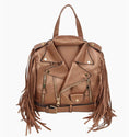 Load image into Gallery viewer, Noor Moto Jacket-Style Backpack with Fringe Bronze
