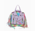 Load image into Gallery viewer, Noor Moto Jacket-Style Backpack with Fringe Lilac
