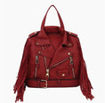 Load image into Gallery viewer, Noor Moto Jacket-Style Backpack with Fringe Wine
