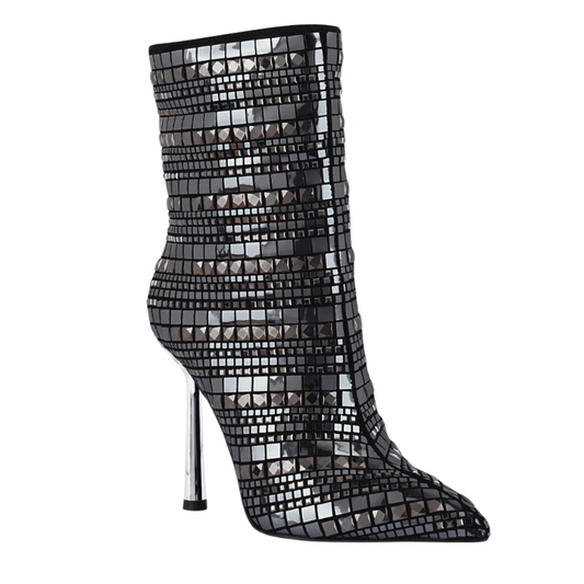 Noxara Extravagance Mirror Embellished Stiletto Boots