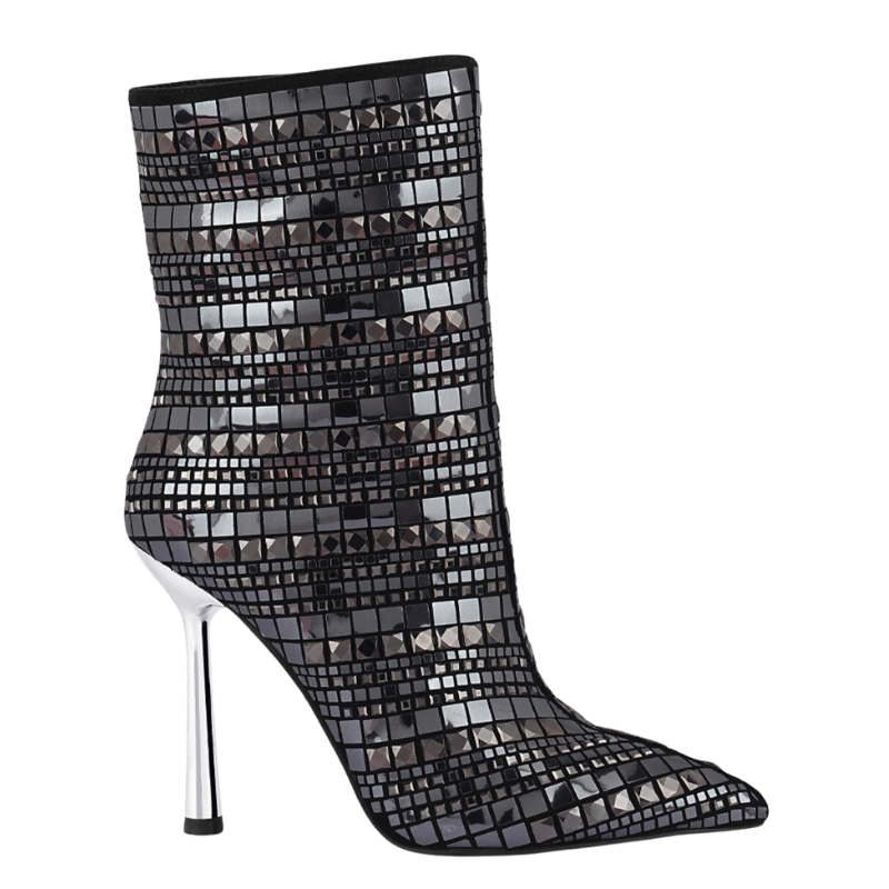 Noxara Extravagance Mirror Embellished Stiletto Boots