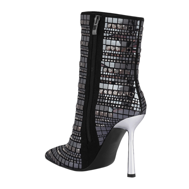 Noxara Extravagance Mirror Embellished Stiletto Boots