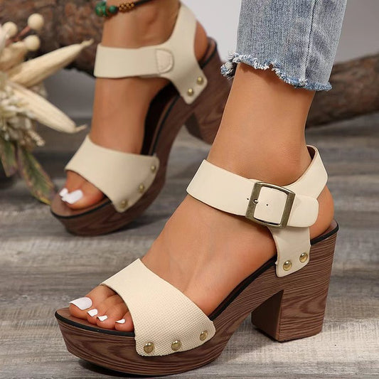 Sarah Chunky Block Heel Ankle Strap Platform Sandals