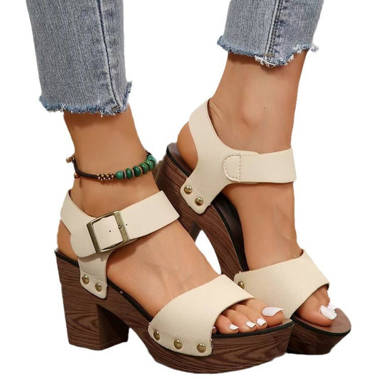 Sarah Chunky Block Heel Ankle Strap Platform Sandals