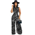 Load image into Gallery viewer, Maeve Women's Fashion Pattern Printed Sleeveless Leotard Wide Leg Pants Suit
