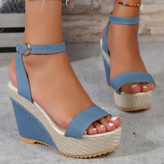 High Heel Denim Ankle-strap Sandals Women