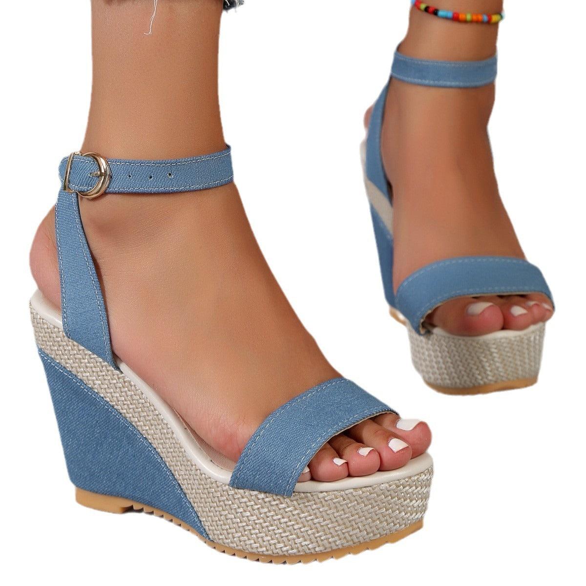 High Heel Denim Ankle-strap Sandals Women