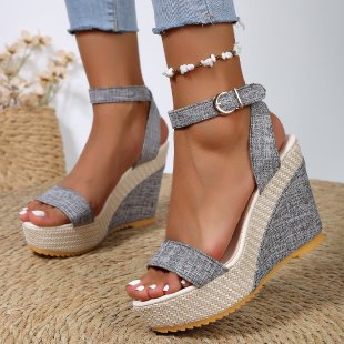 High Heel Denim Ankle-strap Sandals Women