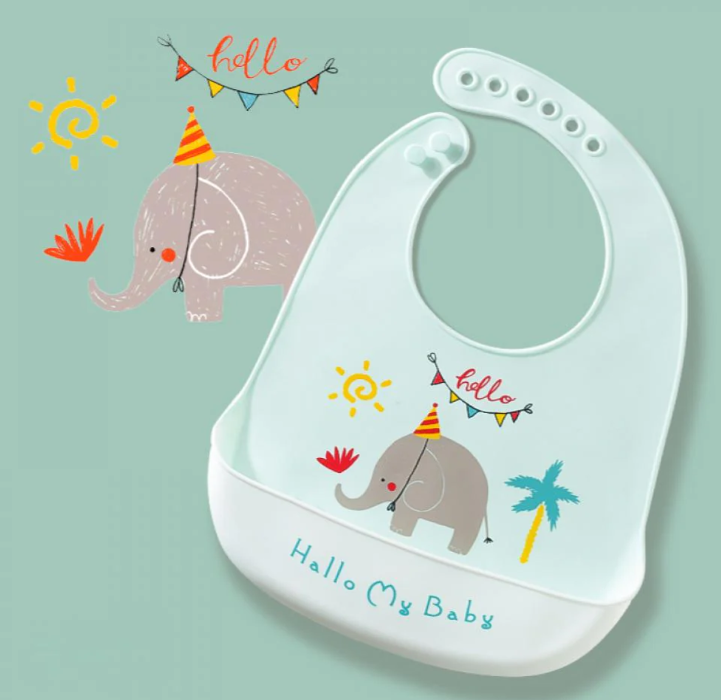 Parker Silicon Waterproof Bib Elephant