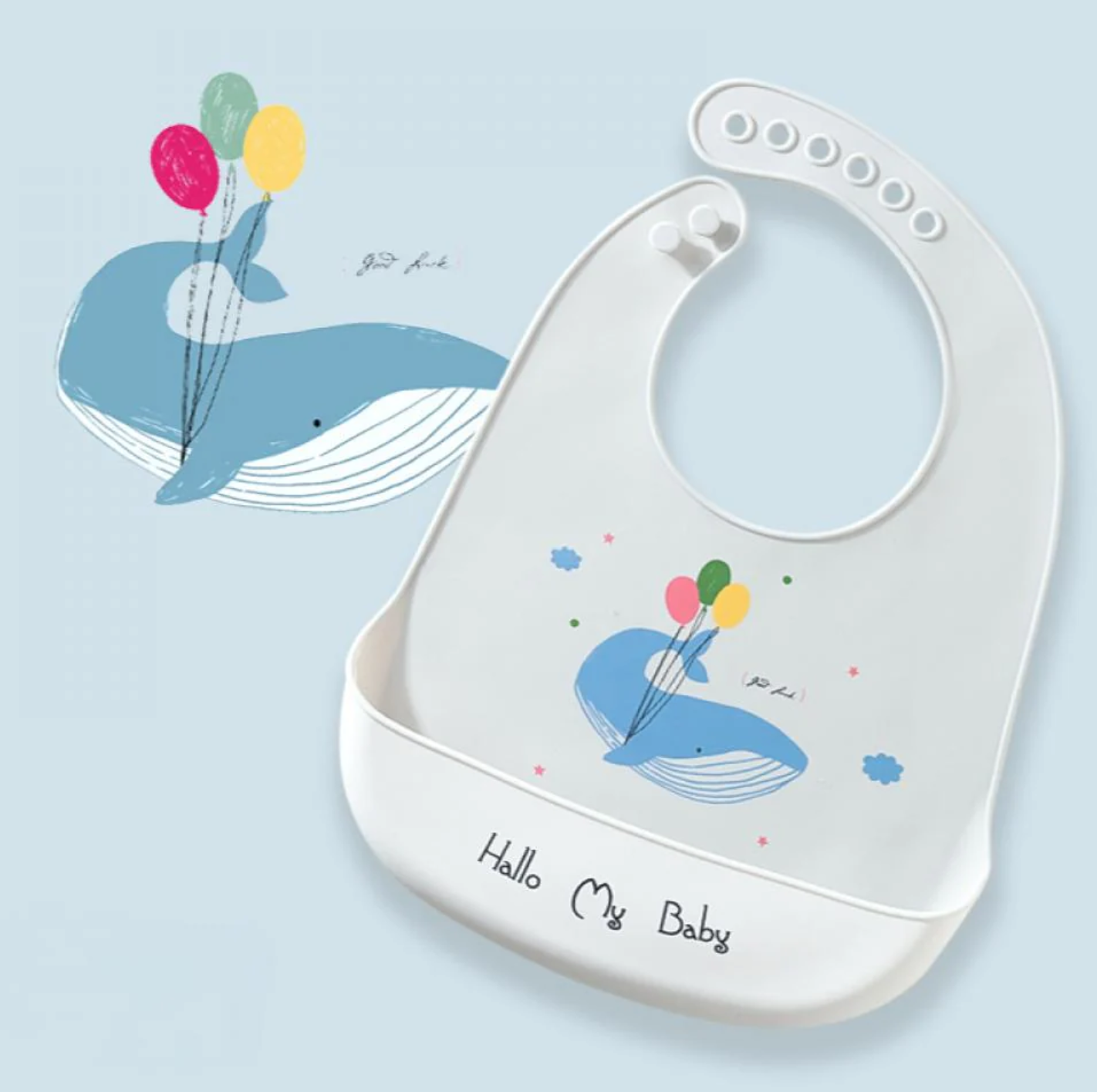 Parker Silicon Waterproof Bib Whale