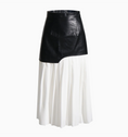 Load image into Gallery viewer, Parris Contrast Faux Leather Pleated Midi Skirt
