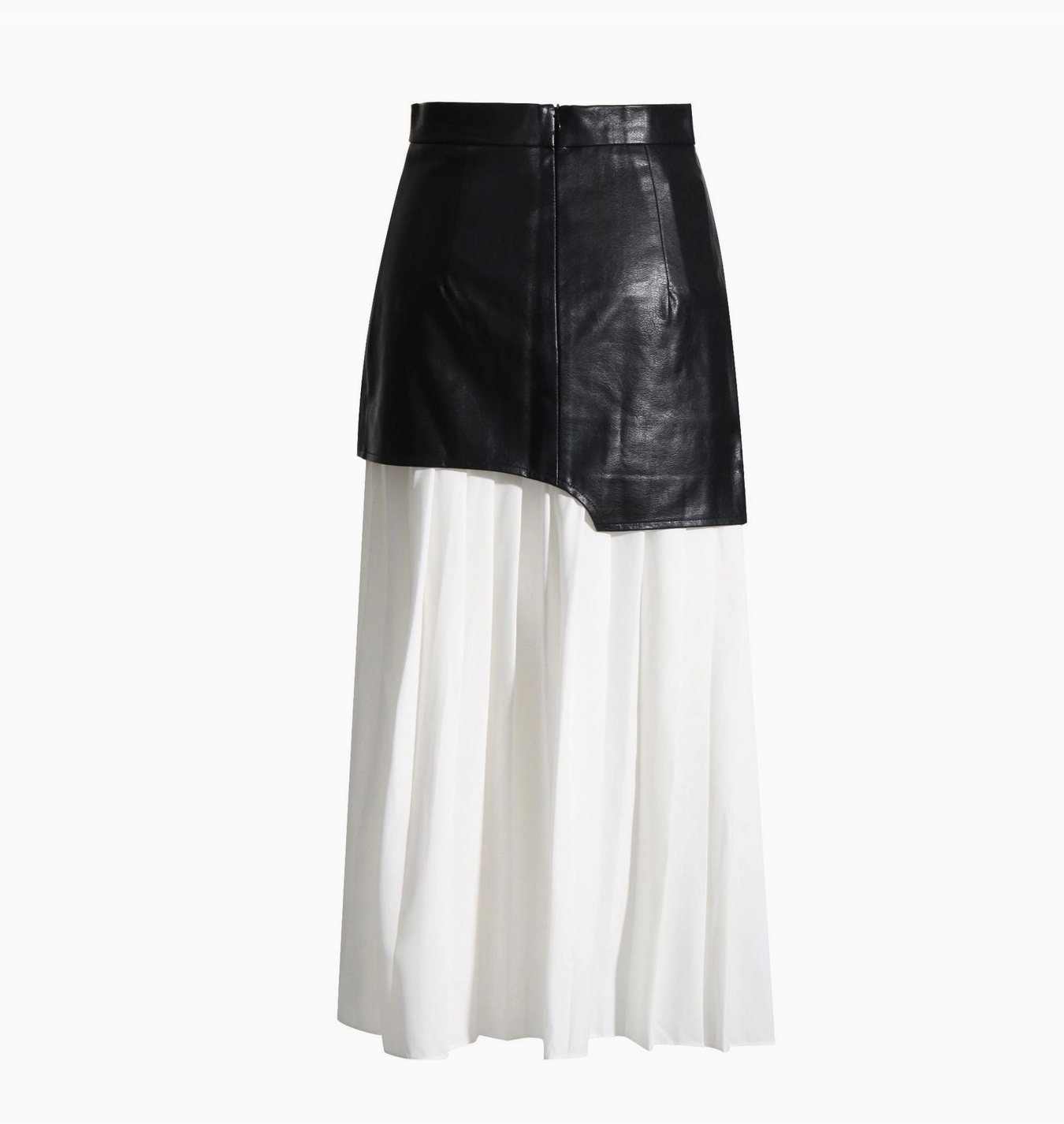 Parris Contrast Faux Leather Pleated Midi Skirt