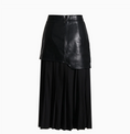 Load image into Gallery viewer, Parris Contrast Faux Leather Pleated Midi Skirt
