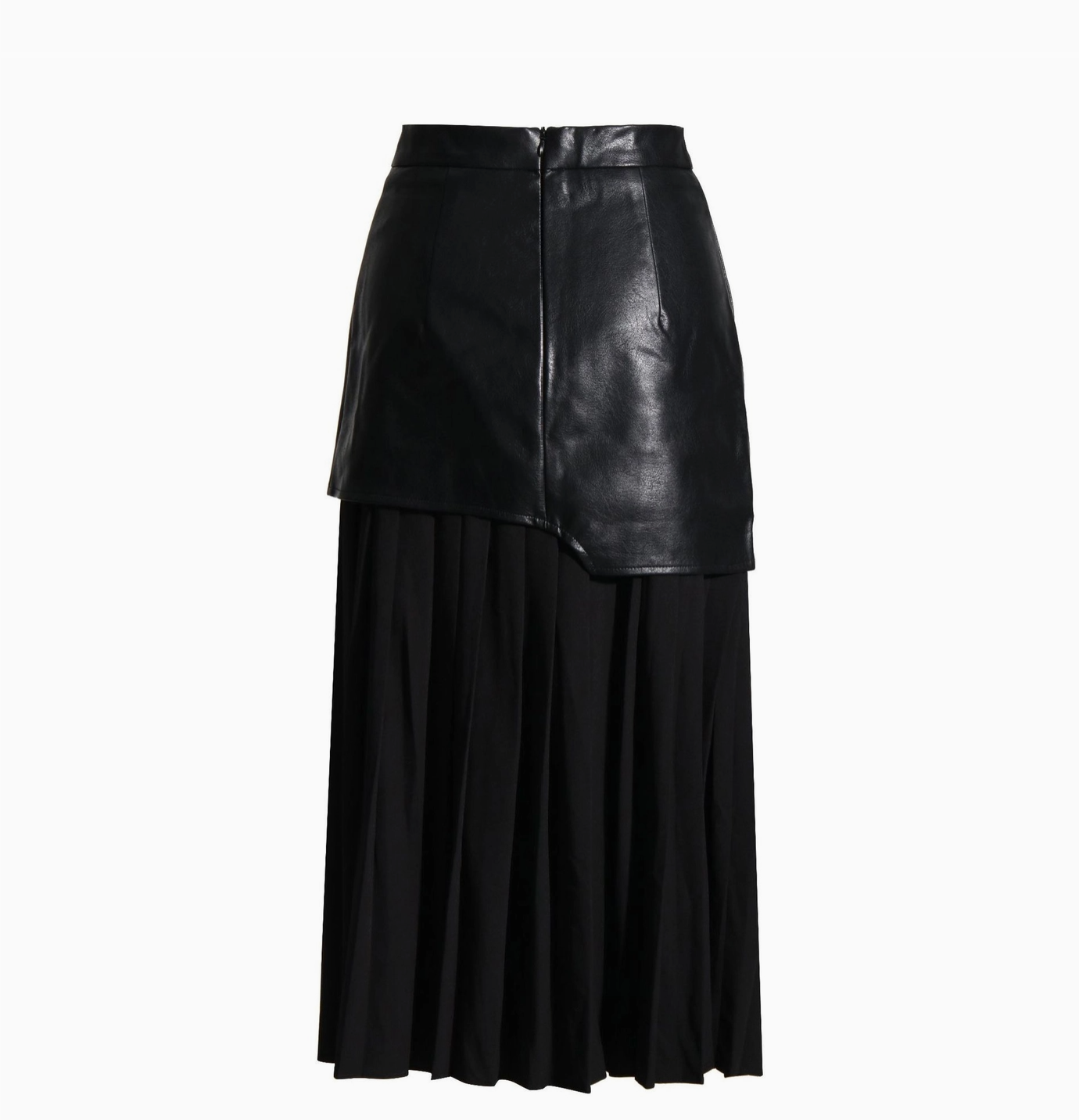 Parris Contrast Faux Leather Pleated Midi Skirt